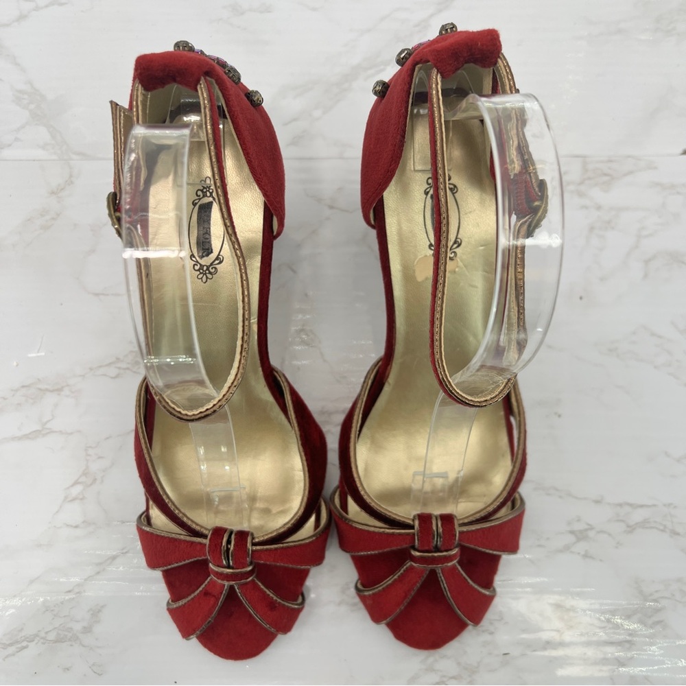 Joyfolie Red Velvet Women's Heels - Picture 8 of 8